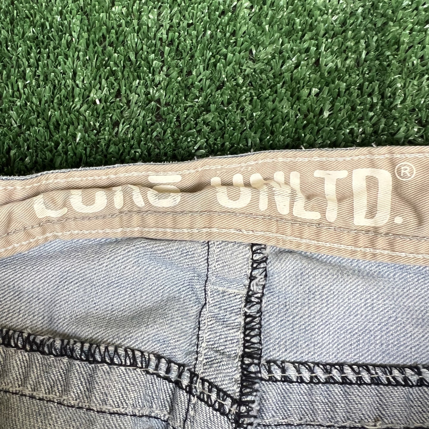 VTG Ecko Unltd. Jeans Mens 36x27" Blue Light Wash Wide-Leg Baggy Flap Pocket Y2K