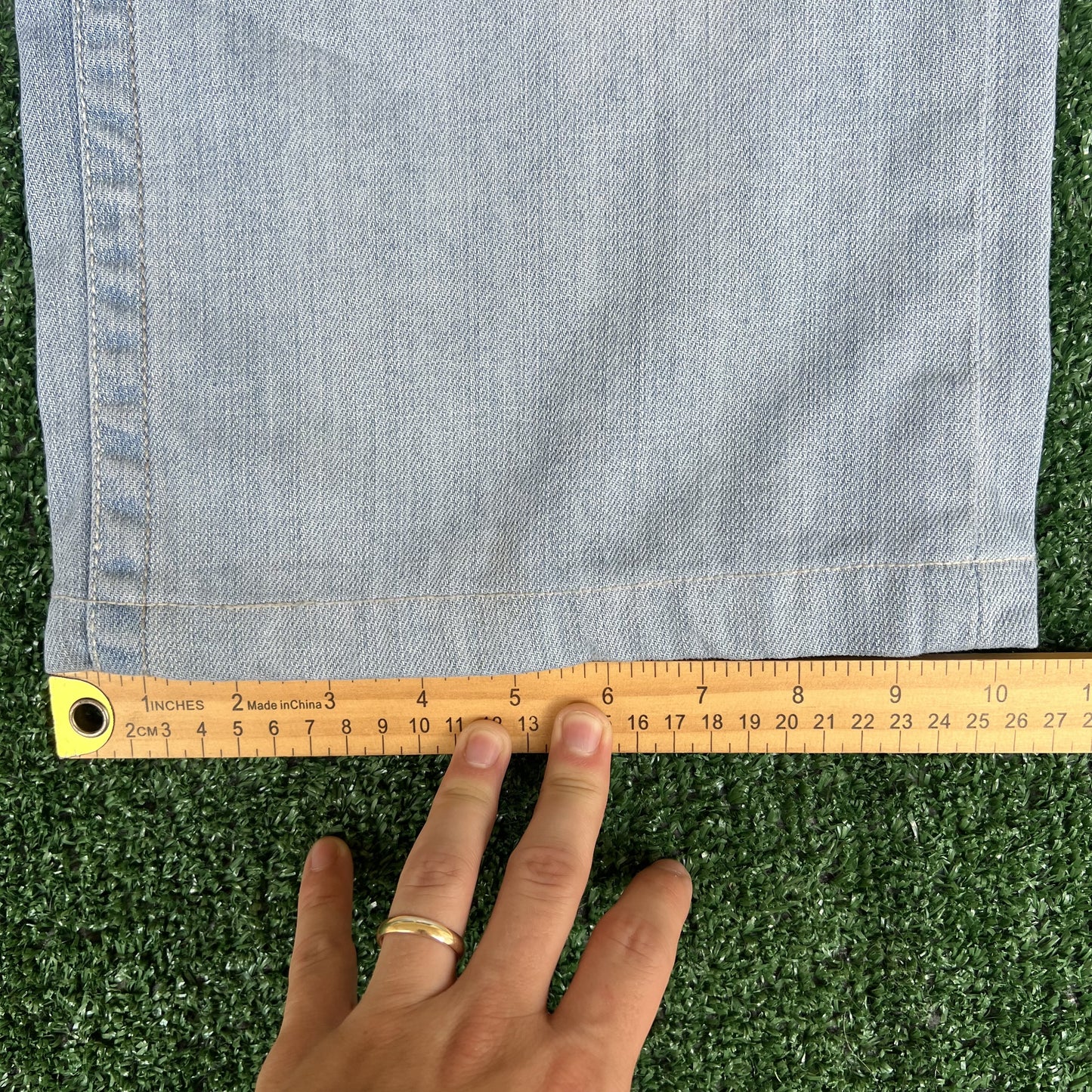 VTG Ecko Unltd. Jeans Mens 36x27" Blue Light Wash Wide-Leg Baggy Flap Pocket Y2K