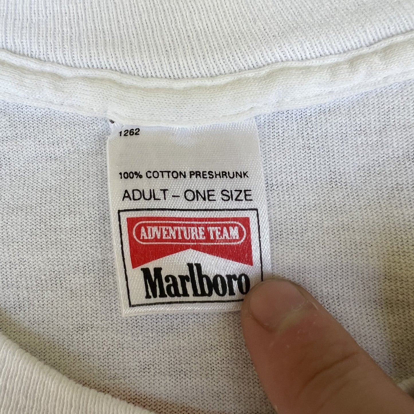 VTG Marlboro Adventure Team T-Shirt Men XL White Pocket Dirt Bike Motorcross 90s