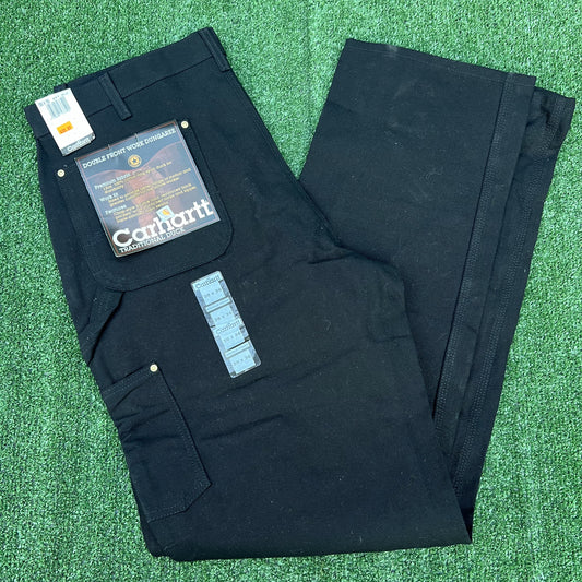 Vintage Carhartt B01 BLK Pants Mens 38x36 Black Canvas Double Knee Deadstock Y2K