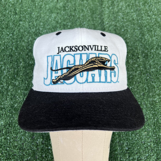 VTG #1 Apparel Hat Adult White Jacksonville Jaguars NFL Banned Logo Snapback 90s