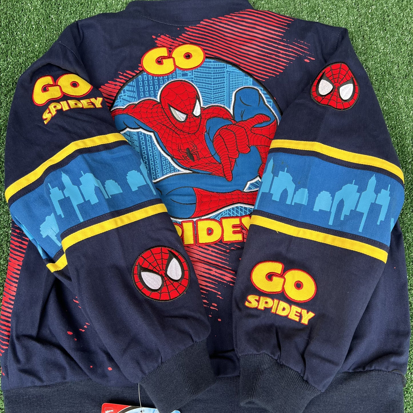NWT Vintage JH Design Spider-Man Racing Jacket – Youth 2XL (Fits Men’s Small, Blue)