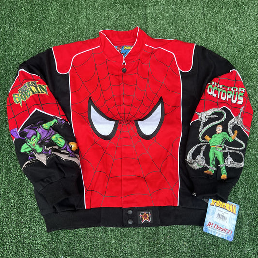 NWT Vintage JH Design Spider-Man Racing Jacket – Youth 2XL (Fits Men’s Small)