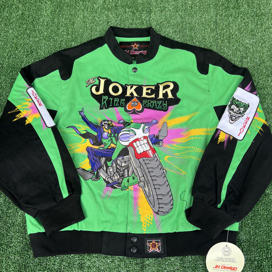 NWT Vintage JH Design Joker Racing Jacket – Youth 2XL (Fits Men’s Small, Green, DC Comics)