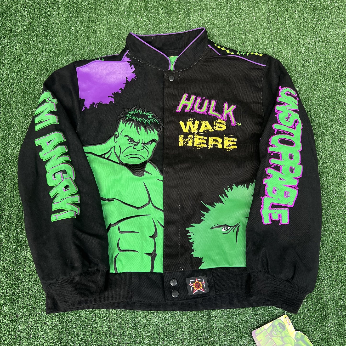 NWT VTG JH Design Hulk Jacket Youth 2XL – Black Men’s S Crop Boxy Racing Marvel