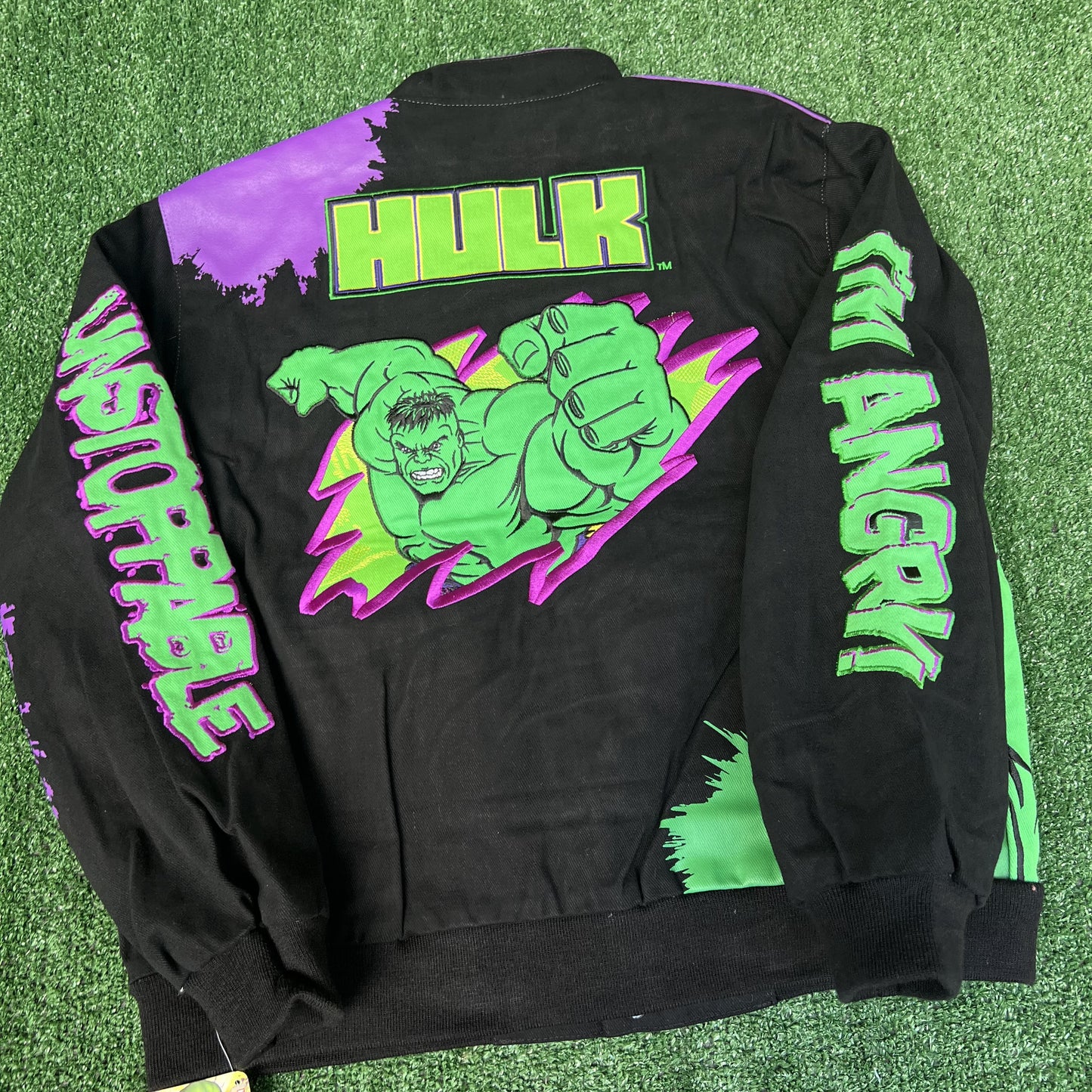 NWT VTG JH Design Hulk Jacket Youth 2XL – Black Men’s S Crop Boxy Racing Marvel