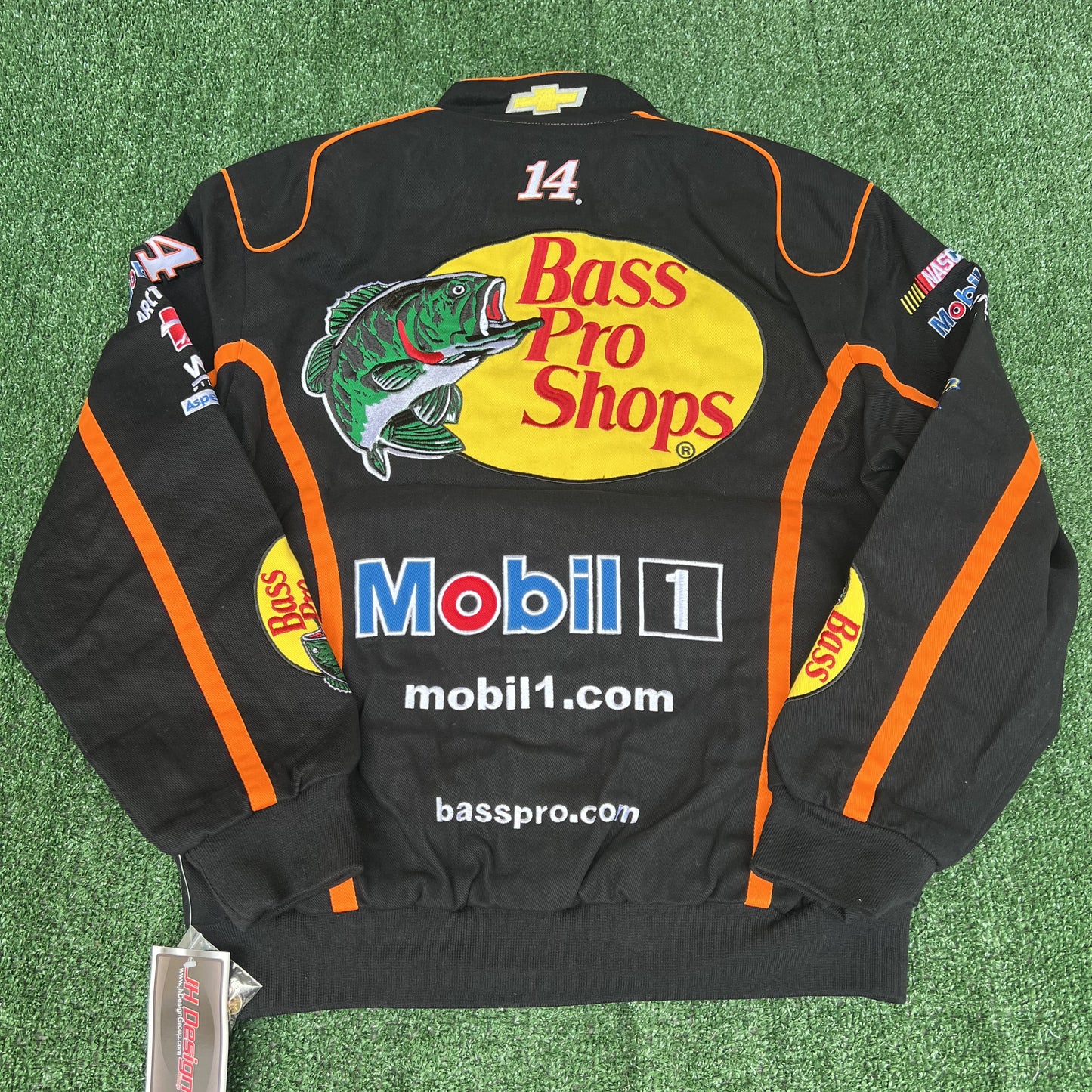 NWT VTG JH Designs Bass Pro Shops NASCAR Jacket Men’s Large – Tony Stewart #14 Black Racing
