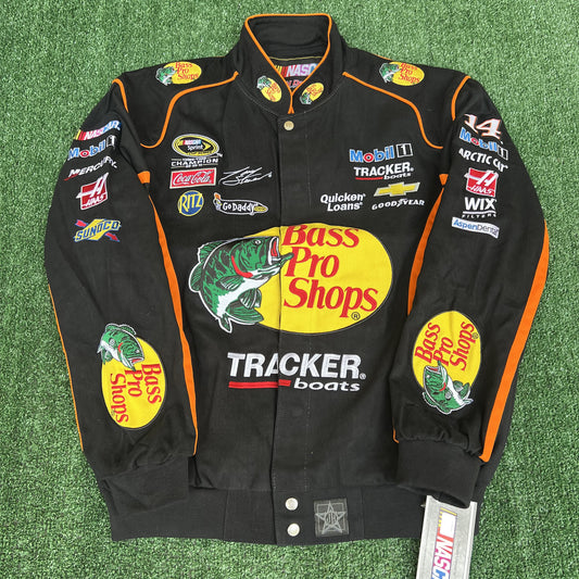 NWT VTG JH Designs Bass Pro Shops NASCAR Jacket Men’s Large – Tony Stewart #14 Black Racing