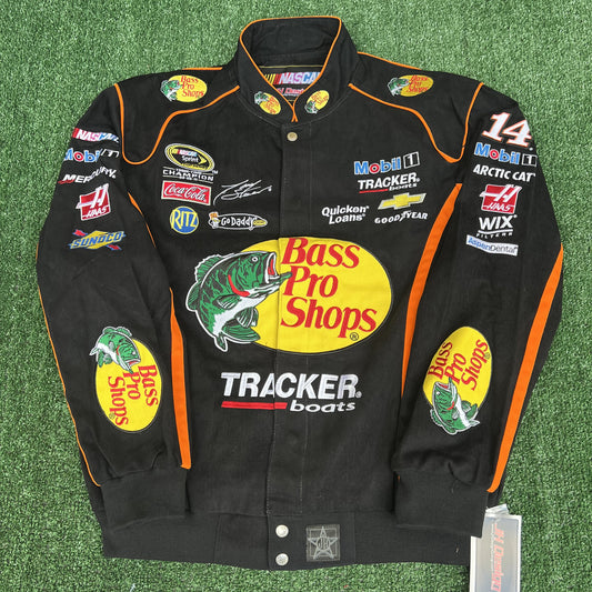 NWT VTG JH Designs Bass Pro Shops NASCAR Jacket Men’s Large – Tony Stewart #14 Black Racing