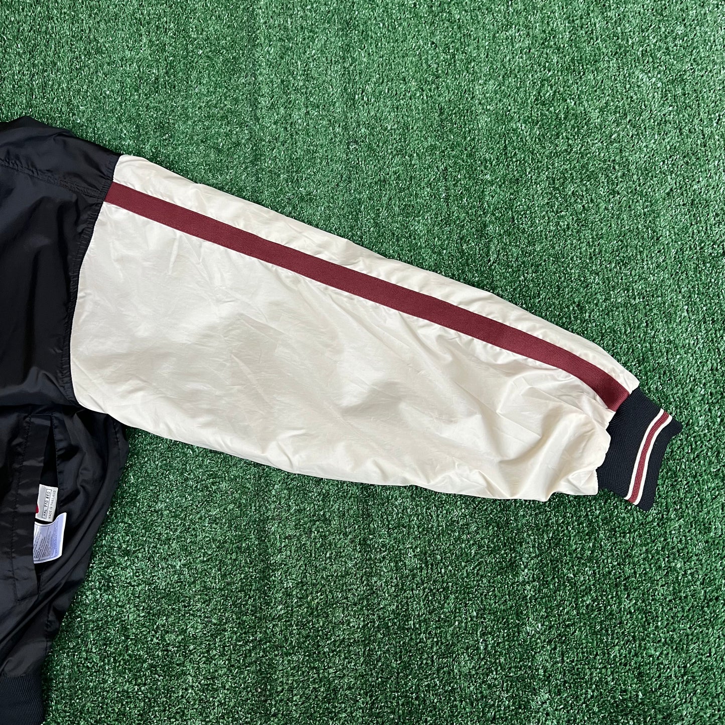 Vintage 90s Men's Nike Reversible Bomber Jacket Black Burgundy White Tag - 2XL