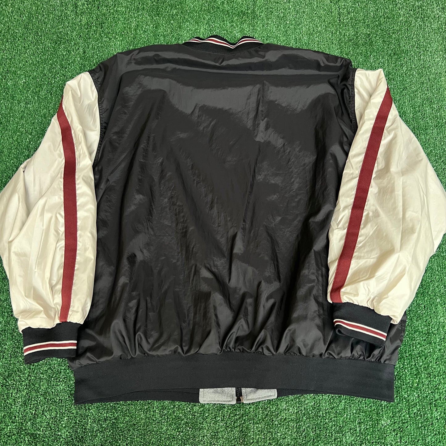 Vintage 90s Men's Nike Reversible Bomber Jacket Black Burgundy White Tag - 2XL