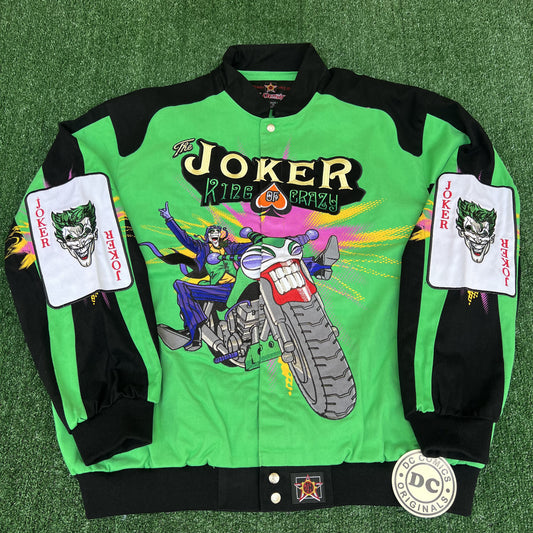 NWT VTG JH Designs Joker Jacket Men’s 2XL – Green DC Comics NASCAR Racing Boxy Fit