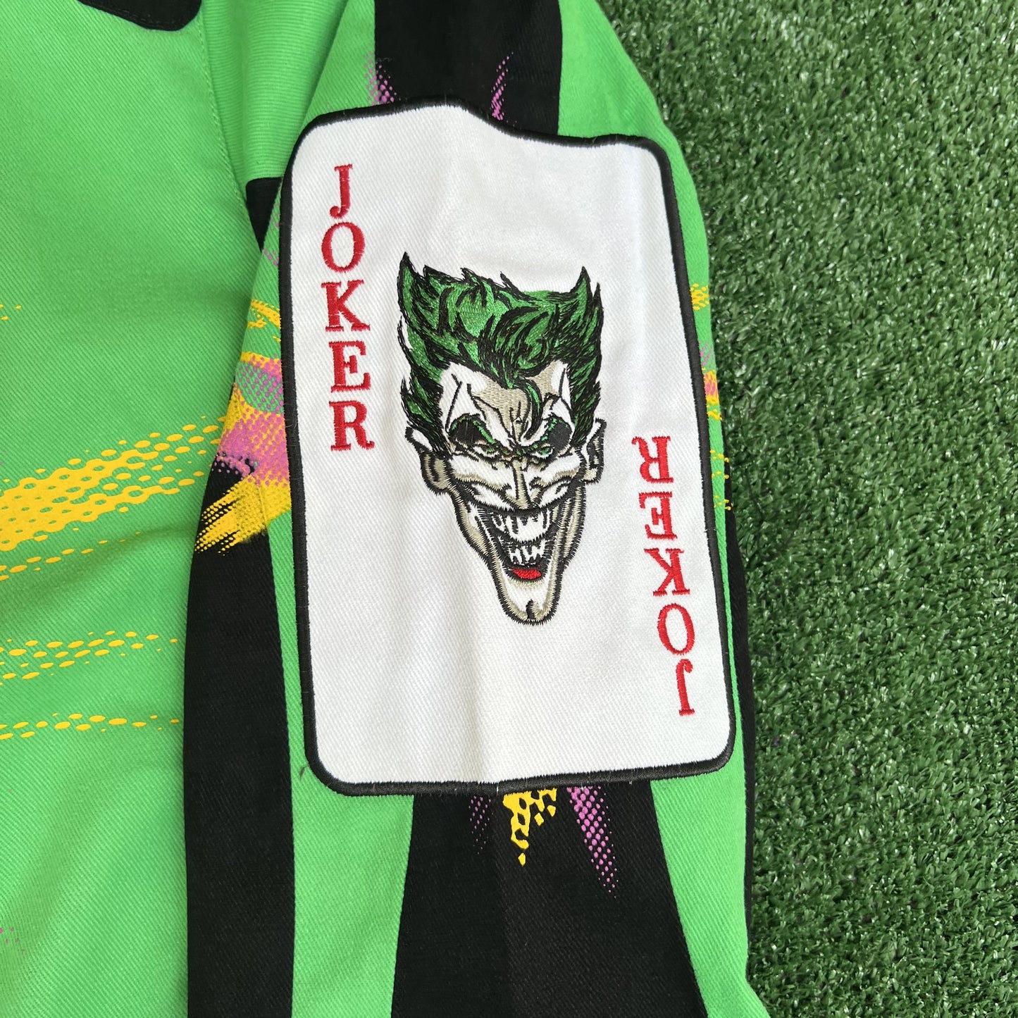 NWT VTG JH Designs Joker Jacket Men’s 2XL – Green DC Comics NASCAR Racing Boxy Fit