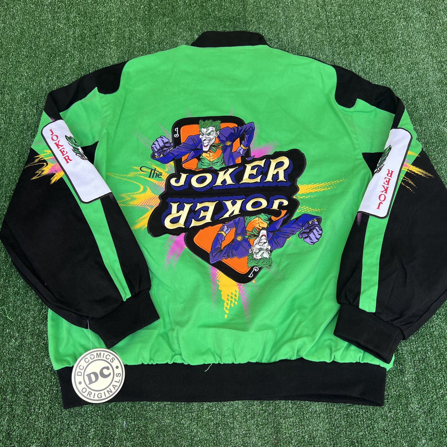 NWT VTG JH Designs Joker Jacket Men’s 2XL – Green DC Comics NASCAR Racing Boxy Fit