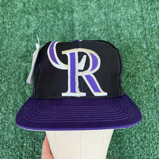 NWT VTG Logo Athletic Colorado Rockies Snapback Hat – Black Blockhead Logo, Gray Underbrim