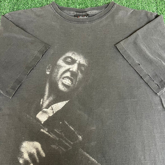 VTG 90s Men's Scarface Smokey Faded Black Single Stitch Distressed T-Shirt Large