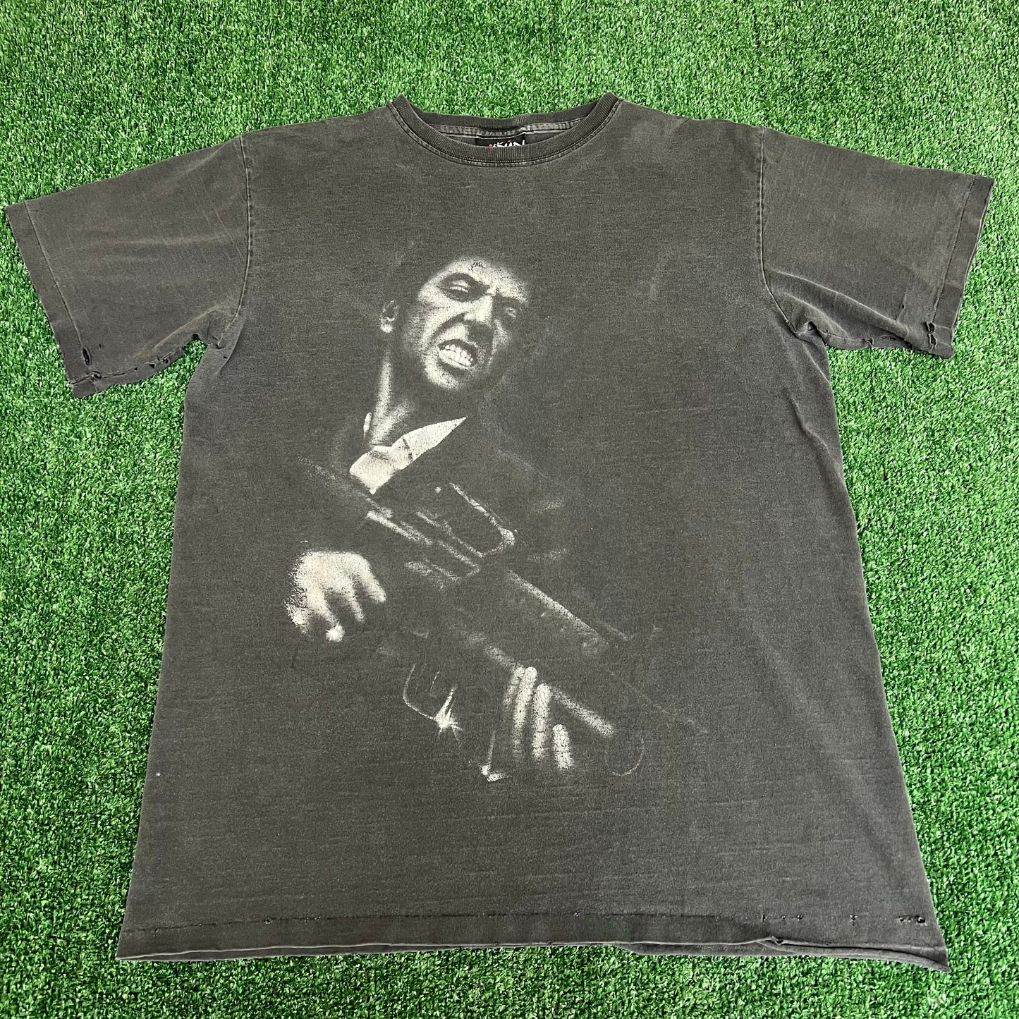 VTG 90s Men's Scarface Smokey Faded Black Single Stitch Distressed T-Shirt Large