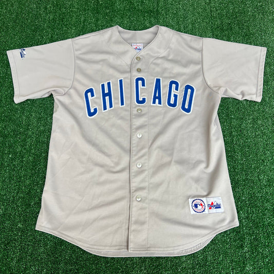 Vintage Y2K Men's MLB Chicago Cubs Gray Spellout Arc Blank Jersey Large Korea