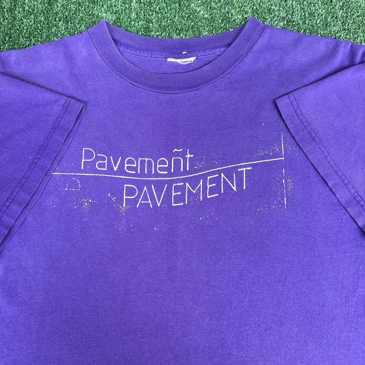 Vintage Pavement T-Shirt Mens Large Purple Indie Rock Band Spellout Rare 90s