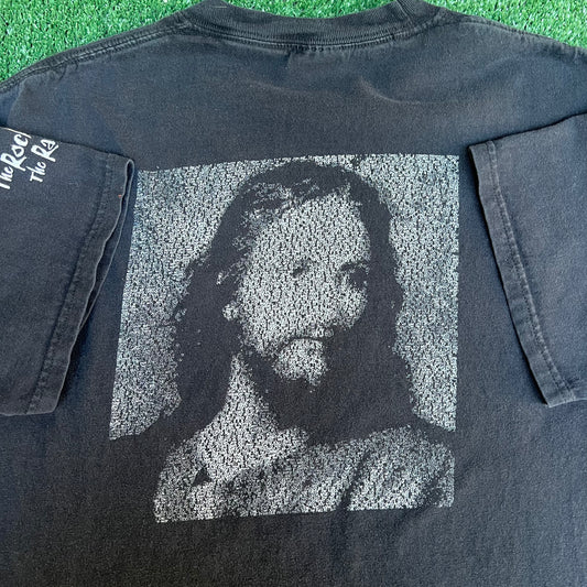 VTG 90s Y2K Jesus "Leave Your Past Behind" Portrait Faded Black T-Shirt Large