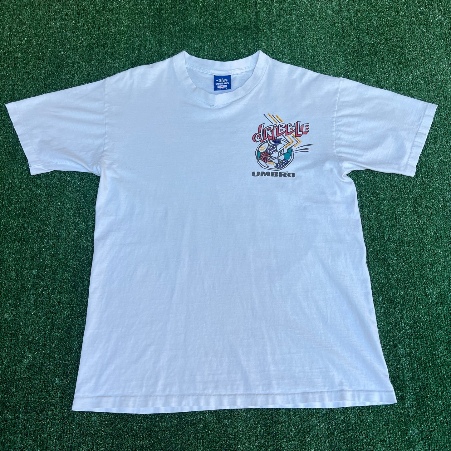 Vintage 90s Men's Umbro Trash Talk Soccer Dribble White T-Shirt XL AND 1 Style
