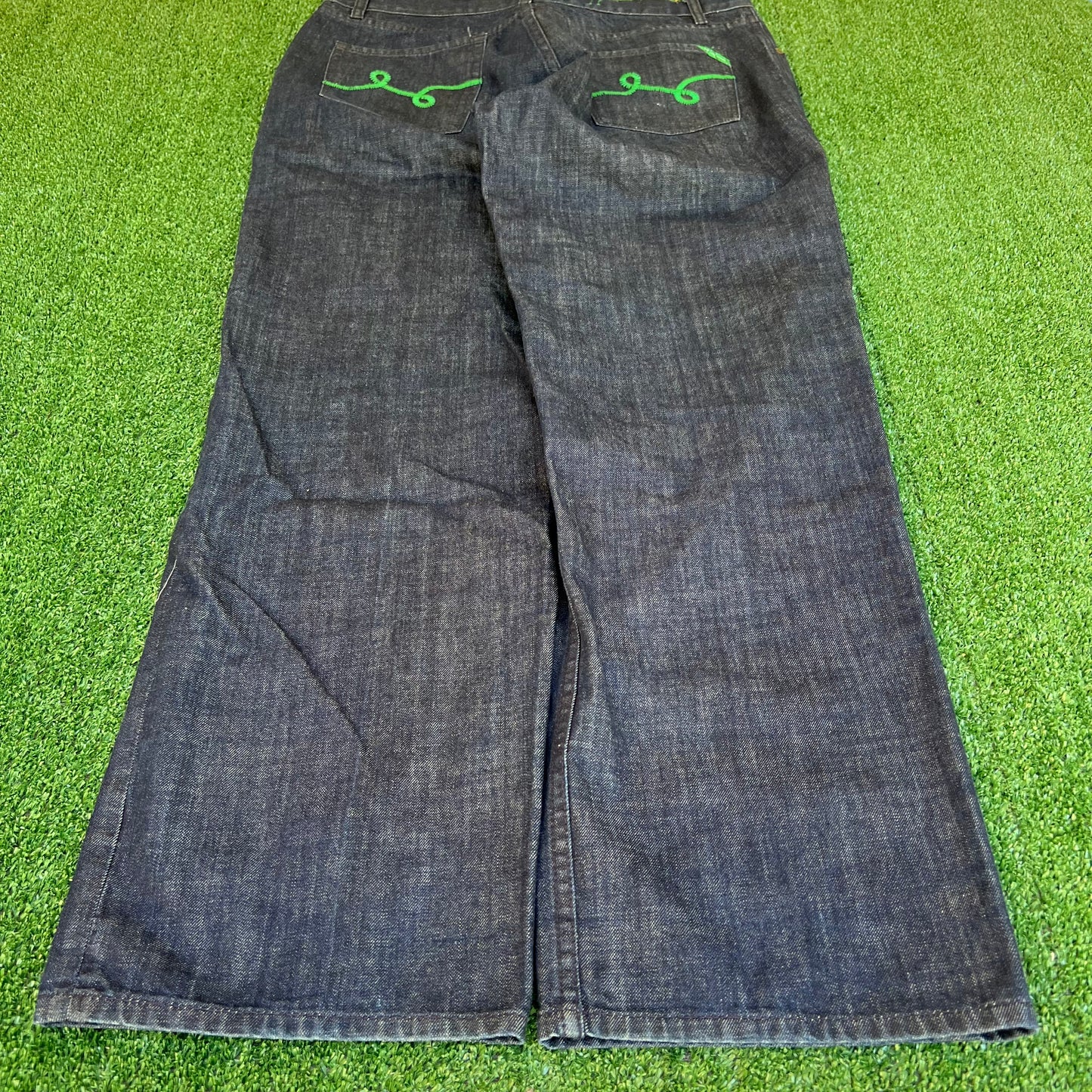 Vintage Y2K Men's LRG Indigo Blue Embroidered Jeans Relaxed Baggy Straight 38x32