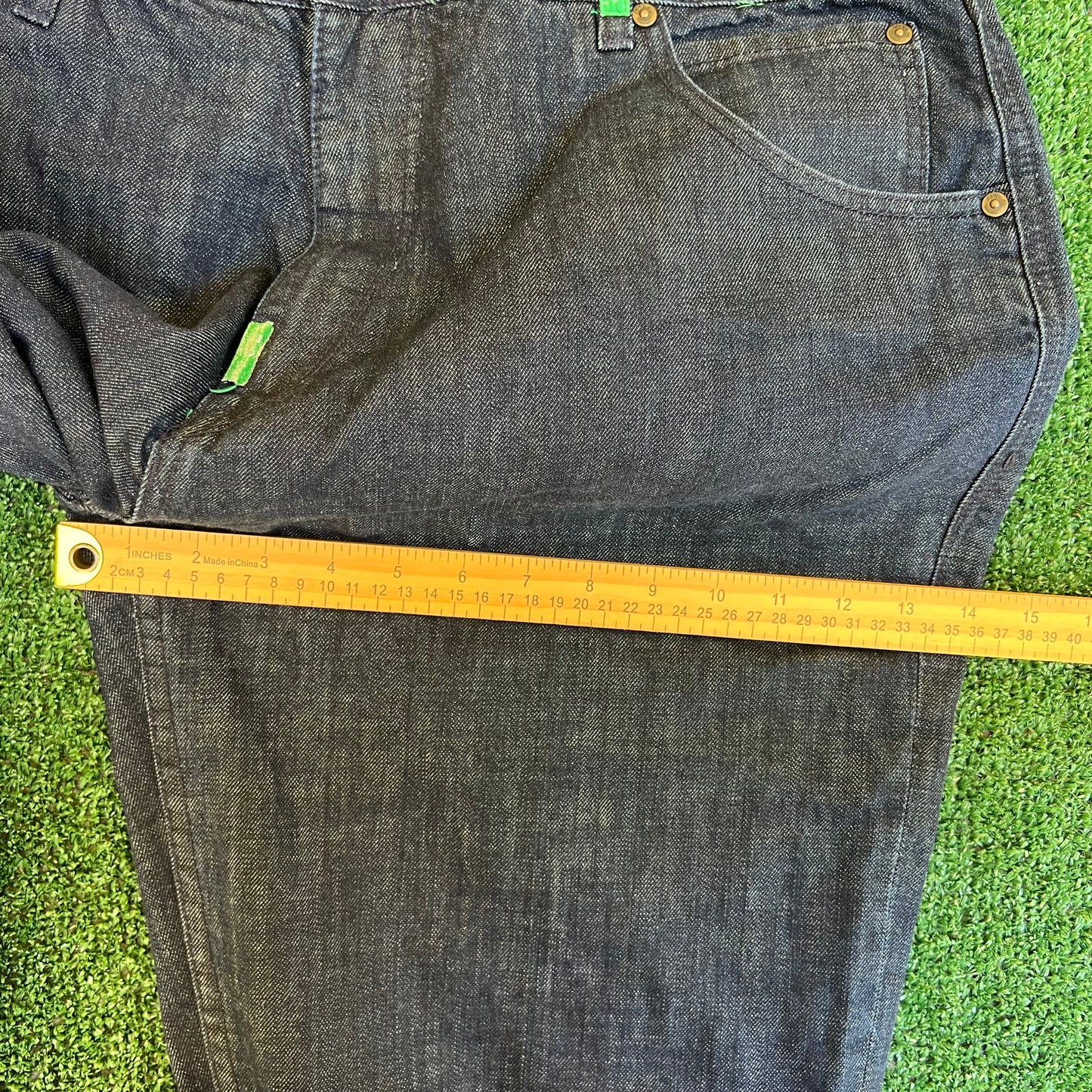 Vintage Y2K Men's LRG Indigo Blue Embroidered Jeans Relaxed Baggy Straight 38x32