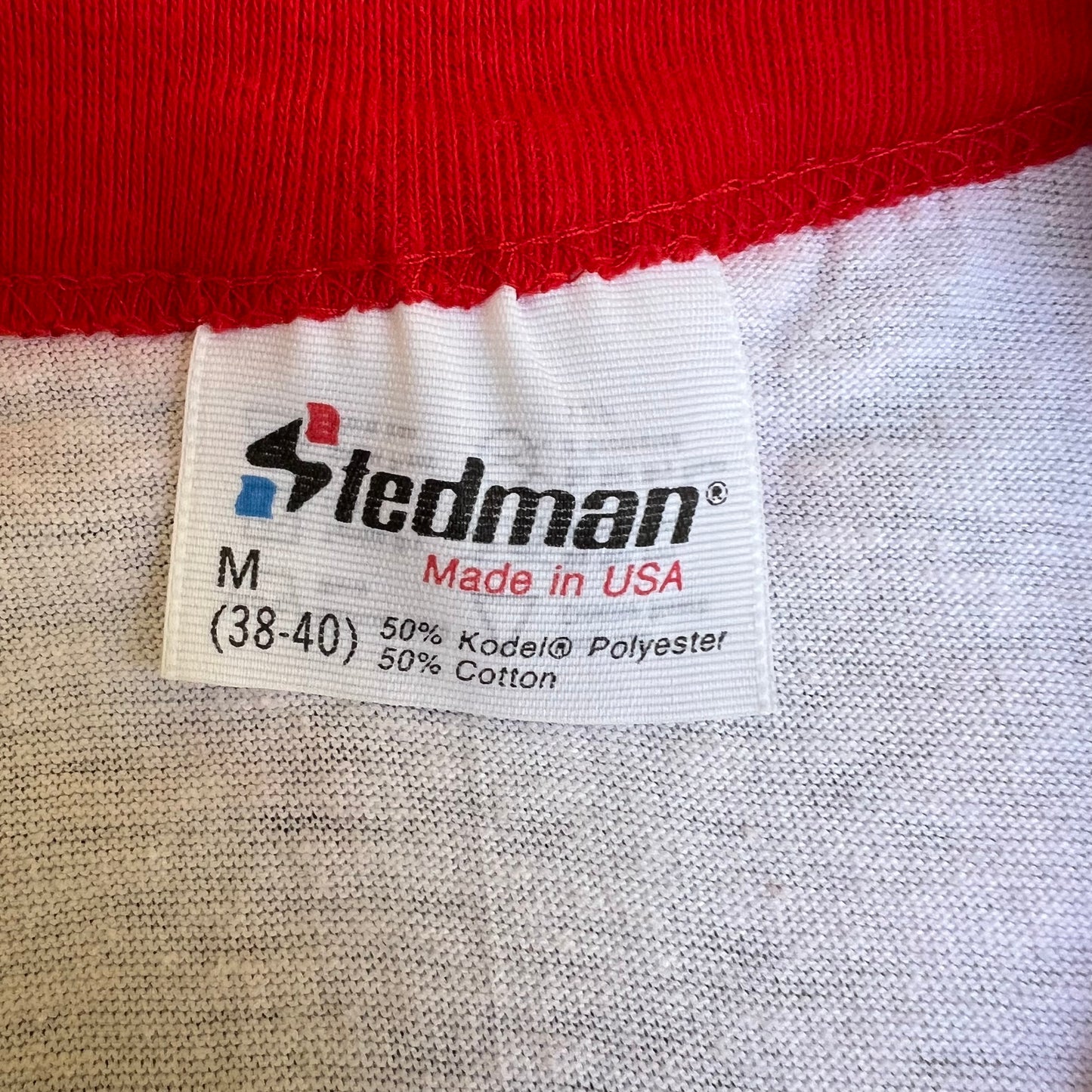 VTG 80s Men's Stedman Dr. J's Prescription Works White Red Ringer T-Shirt Small