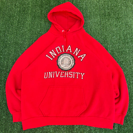 Vintage 70s 80s Men's Indiana Hoosiers IU Raglan Boxy Red Hoodie Large USA