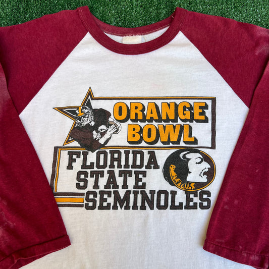 Vintage 80s Men's Florida State Seminoles FSU Orange Bowl LS Raglan Shirt Medium