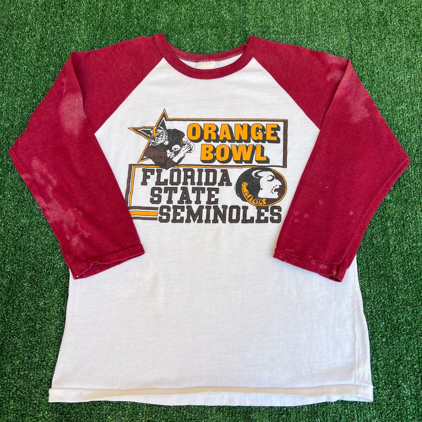 Vintage 80s Men's Florida State Seminoles FSU Orange Bowl LS Raglan Shirt Medium