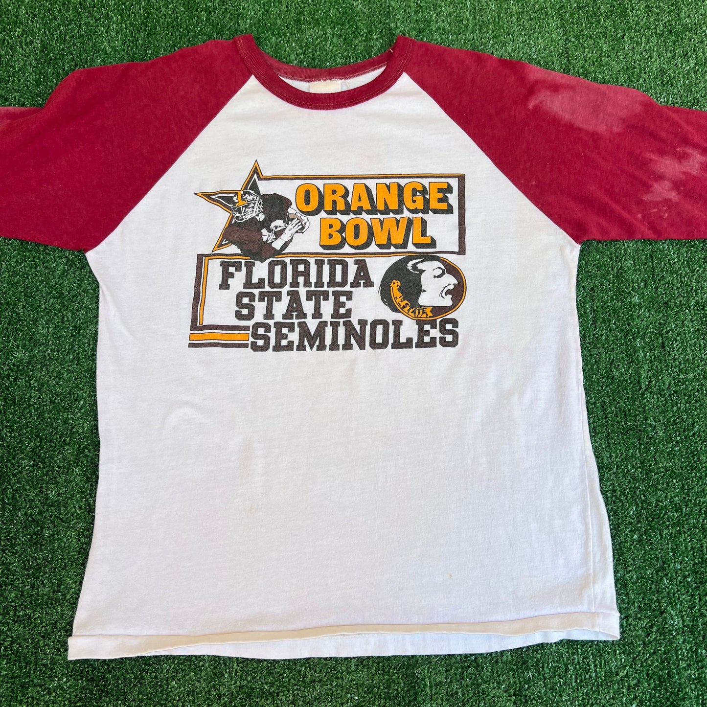 Vintage 80s Men's Florida State Seminoles FSU Orange Bowl LS Raglan Shirt Medium
