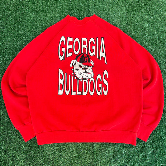 Vintage 70s 80s Men's Georgia Bulldogs UGA Red Raglan Crewneck Sweatshirt Large