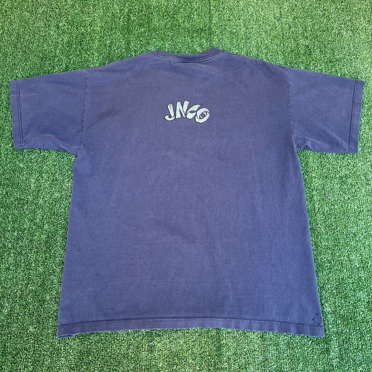 Vintage 90s Men's JNCO Donkey Faded Navy Blue Skater Oversized T-Shirt Large USA