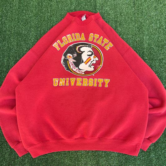 Vintage 90s Men's Soffe Florida State Seminoles FSU Red Crewneck Sweatshirt XL
