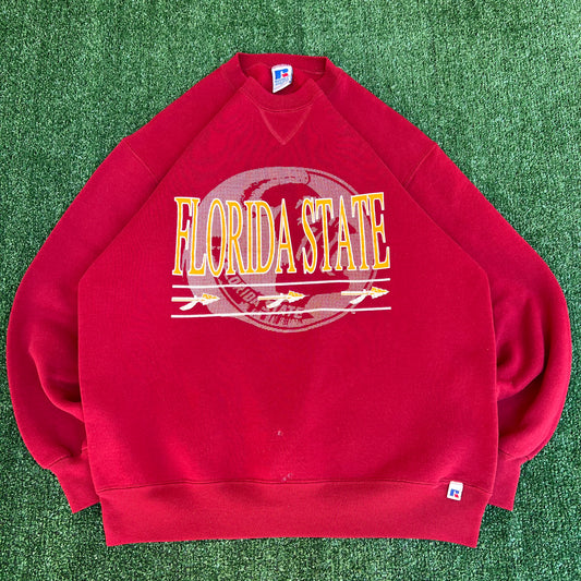 Vintage 90s Men's Russell Athletic Florida State Seminoles FSU Red Sweatshirt XL