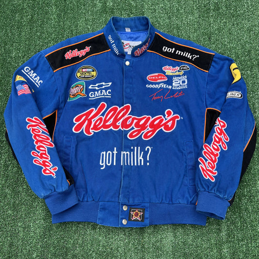Vintage JH Design Kellogg’s NASCAR Jacket – Terry Labonte Racing Got Milk Blue Men’s Large Boxy Y2K