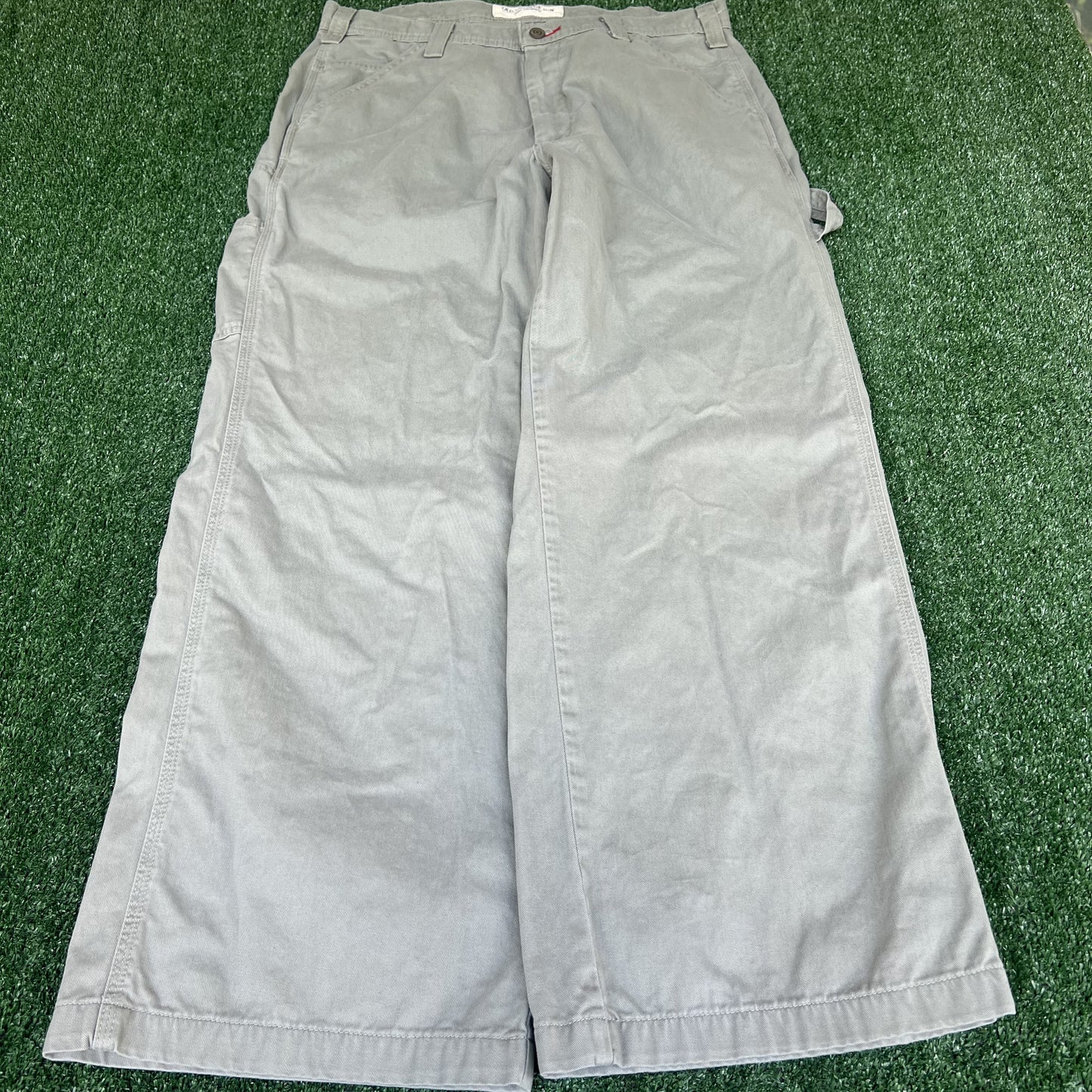 Vintage Y2K Men's Old College Inn OCI Wide-Leg Baggy Carpenter Gray Pants 36x30