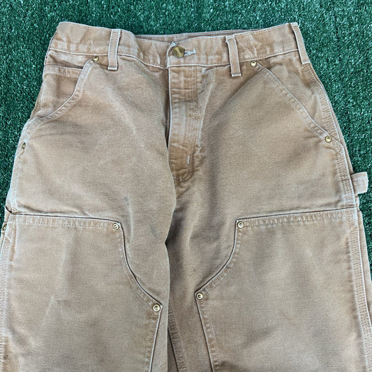 Men's Carhartt B01 BRN Double Knee Canvas Carpenter Faded Brown Pants 30x32 USA