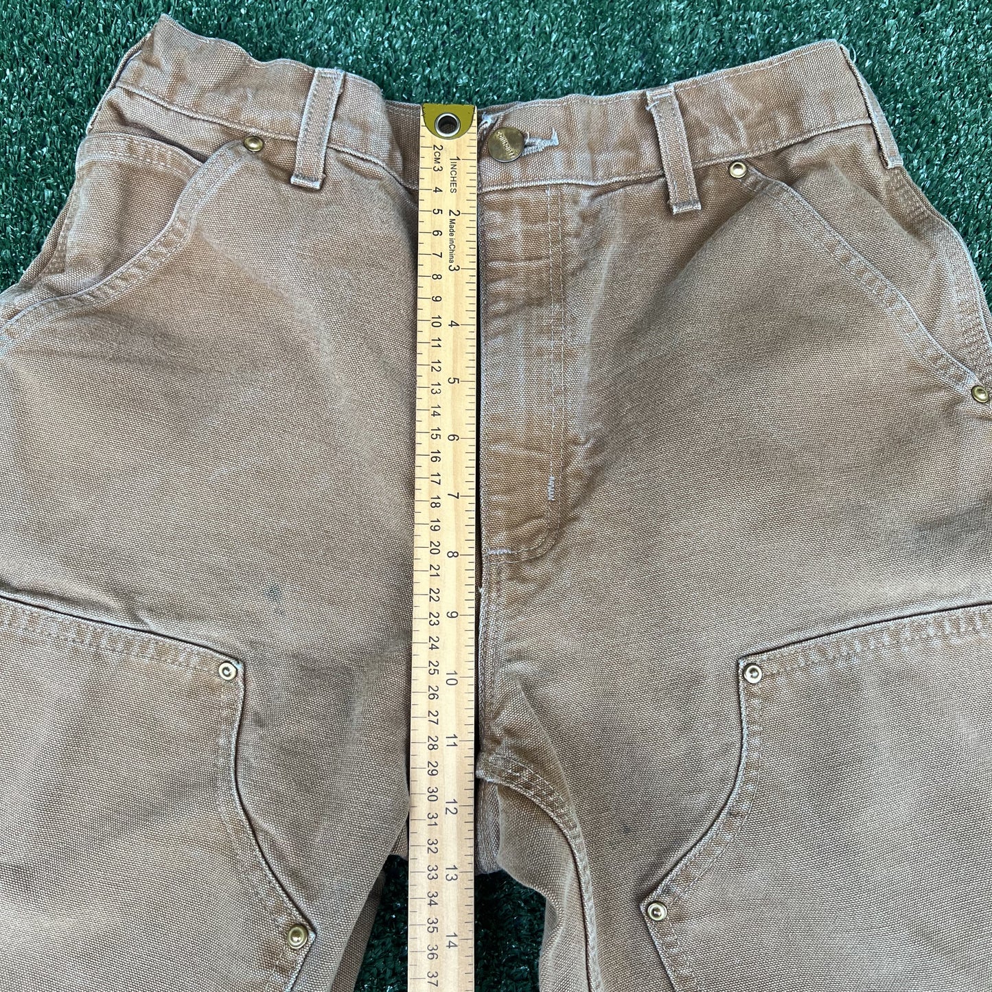 Men's Carhartt B01 BRN Double Knee Canvas Carpenter Faded Brown Pants 30x32 USA