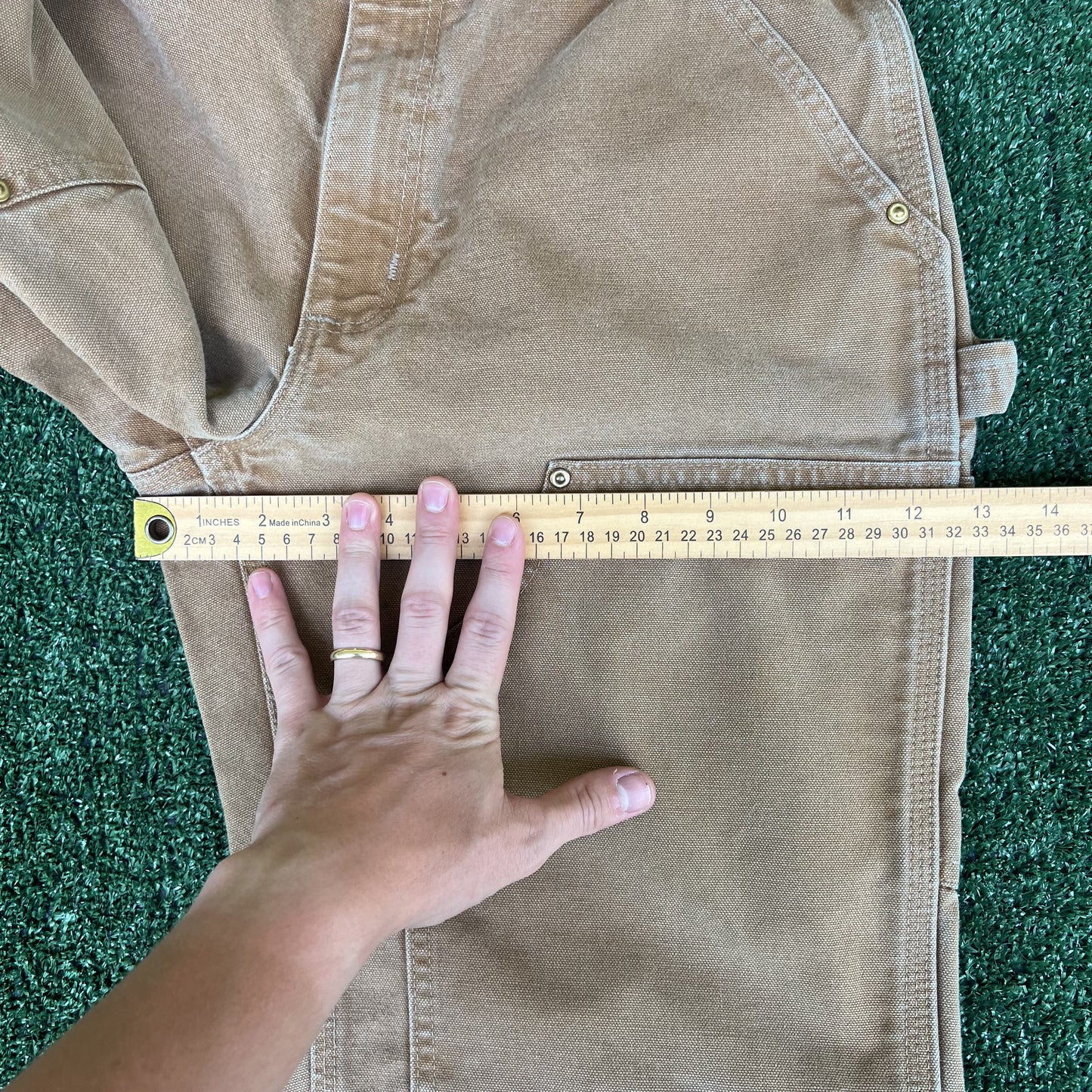 Men's Carhartt B01 BRN Double Knee Canvas Carpenter Faded Brown Pants 30x32 USA