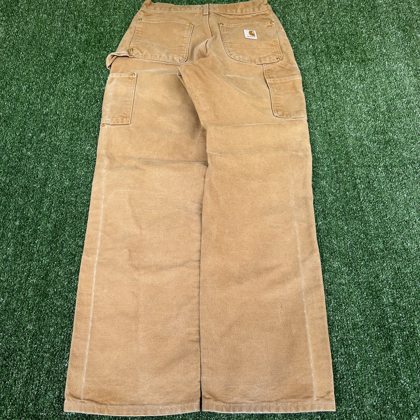 Men's Carhartt B01 BRN Double Knee Canvas Carpenter Faded Brown Pants 30x32 USA