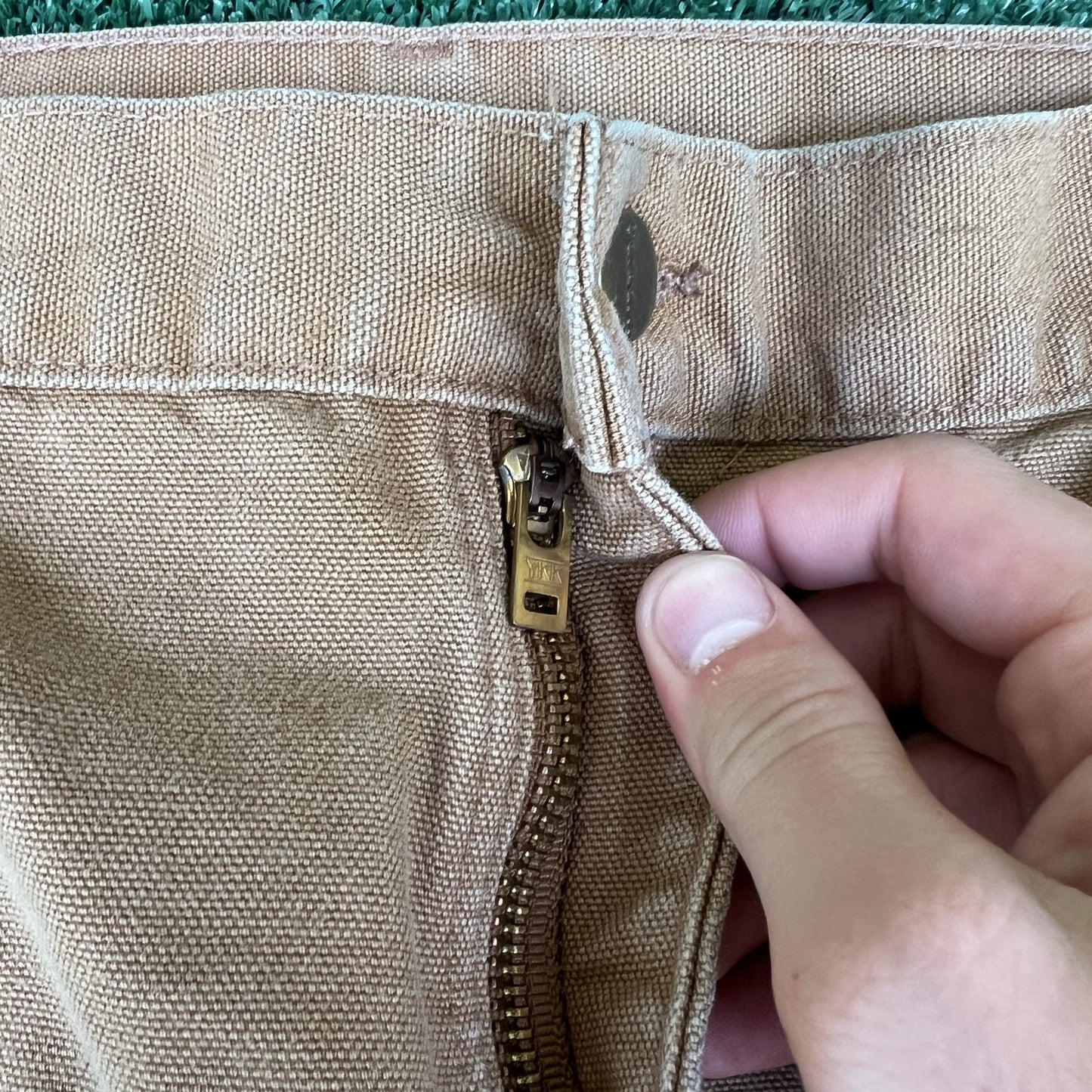 Men's Carhartt B136 BRN Dungaree Fit Double Knee Carpenter Canvas Pants 38x34