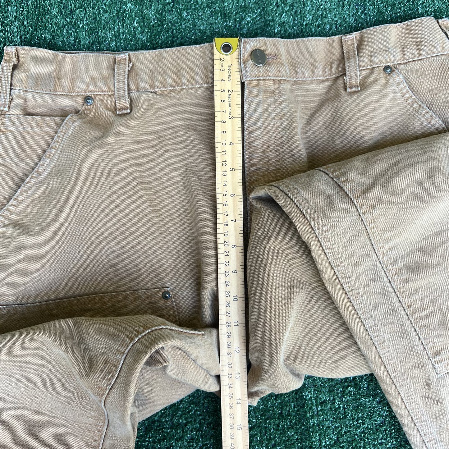 Men's Carhartt B136 BRN Dungaree Fit Double Knee Carpenter Canvas Pants 38x34