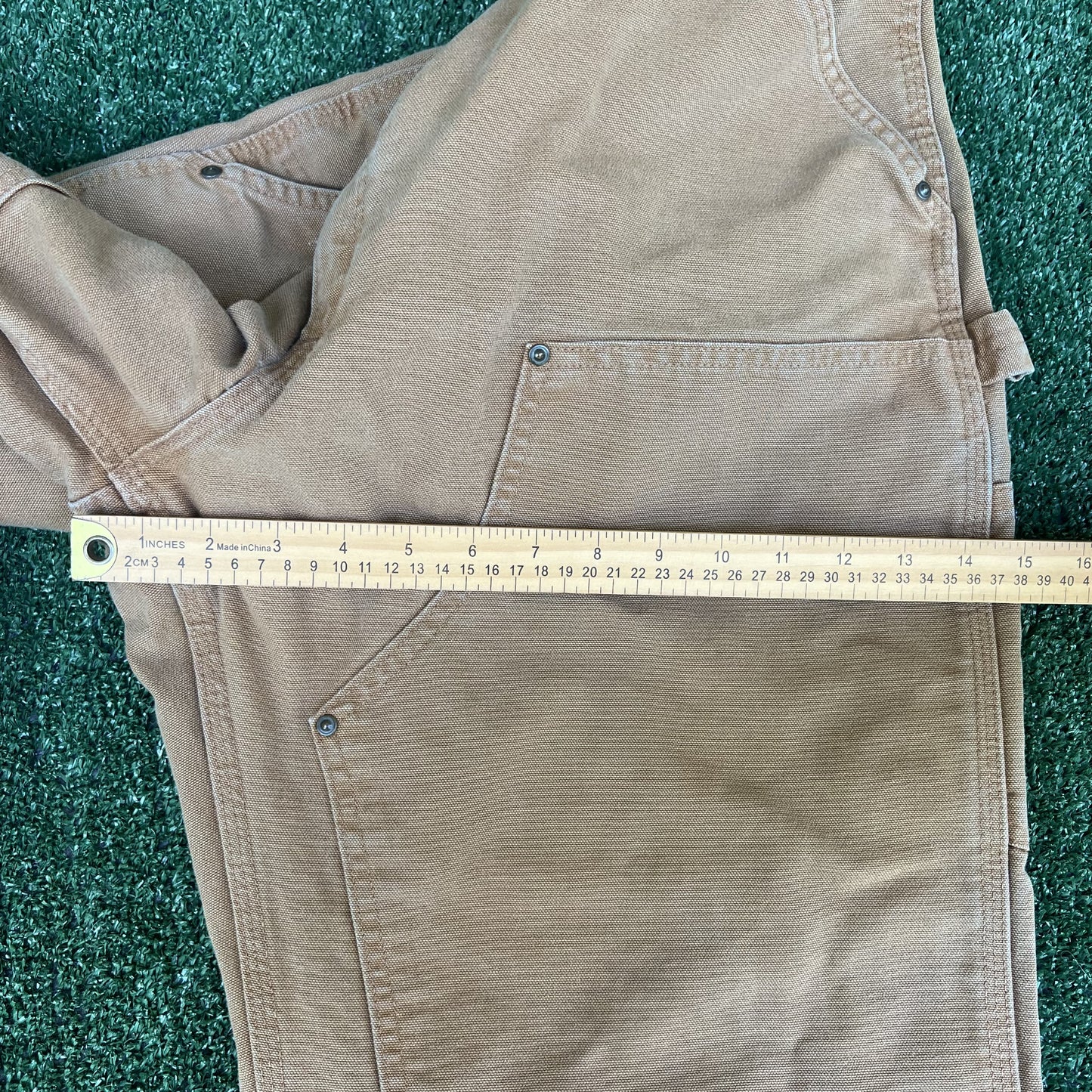 Men's Carhartt B136 BRN Dungaree Fit Double Knee Carpenter Canvas Pants 38x34