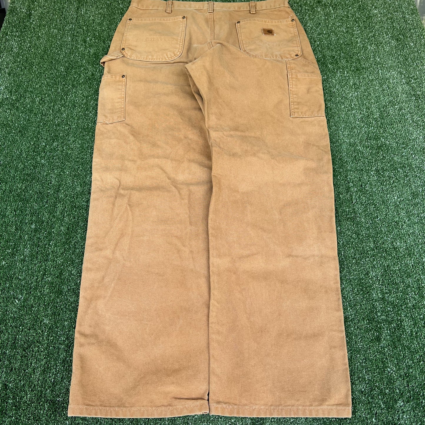 Men's Carhartt B136 BRN Dungaree Fit Double Knee Carpenter Canvas Pants 38x34