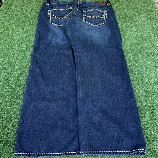 VTG Y2K Coogi The Luck Country Western Cowboy Wide Leg Indigo Blue Jeans 44x35