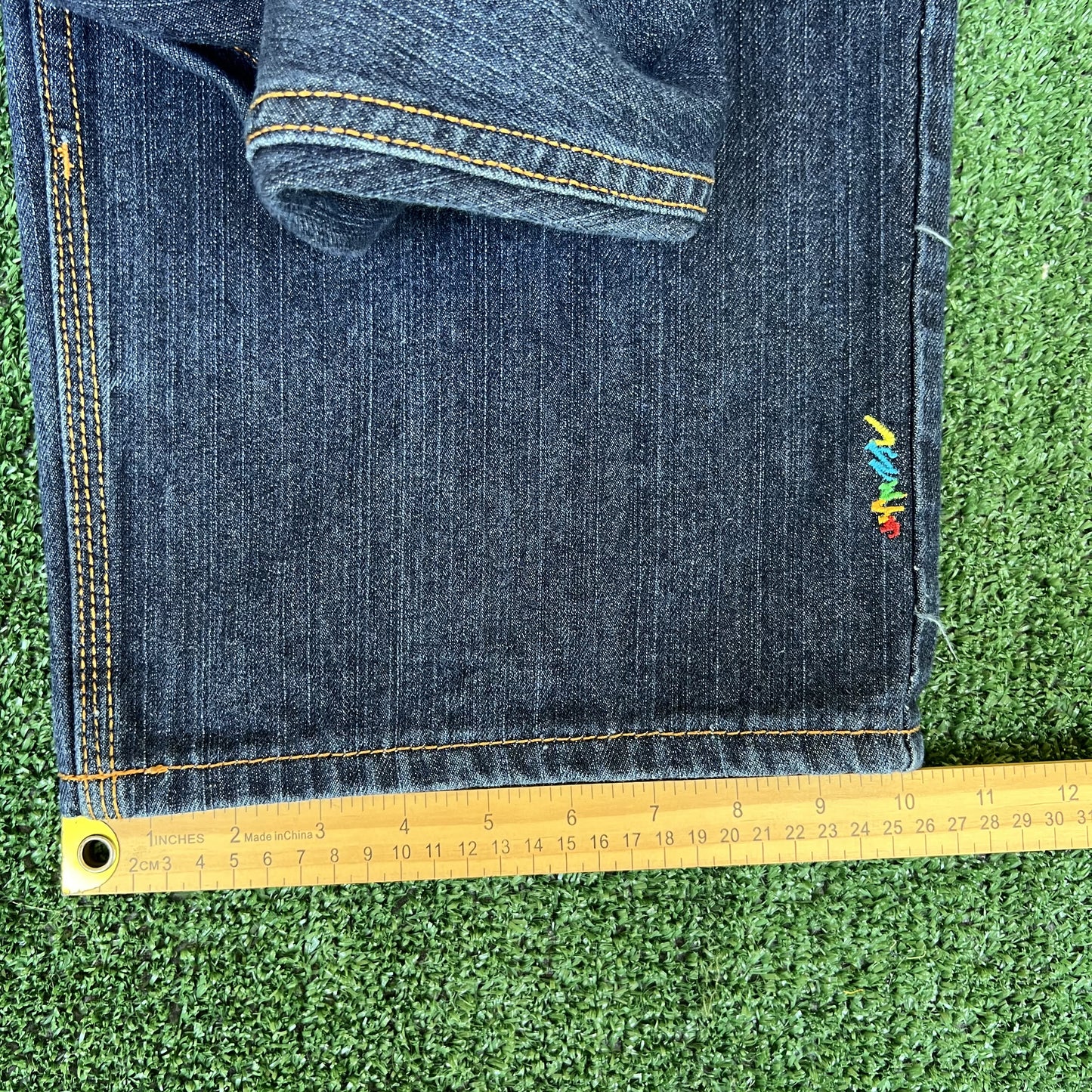 Vintage Y2K Mens Coogi Koala Wide-Leg Baggy Hip Hop Embroidered Blue Jeans 38x34