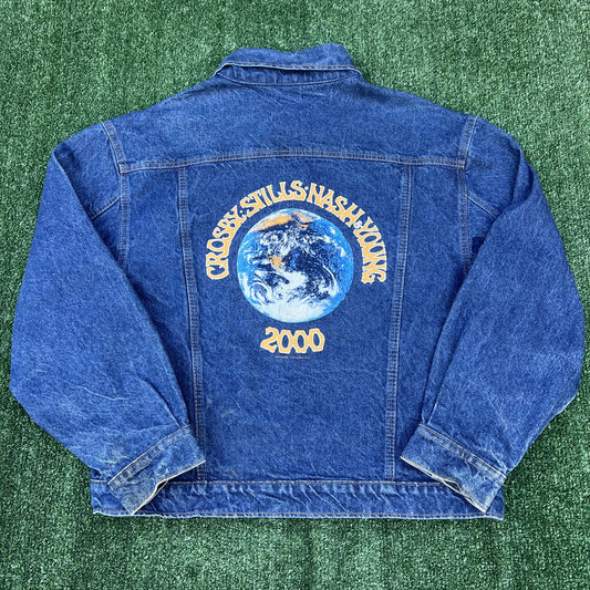 Vintage Crosby Stills Nash &amp; Young CSNY Tour Denim Jacket – Men’s Large (2000)