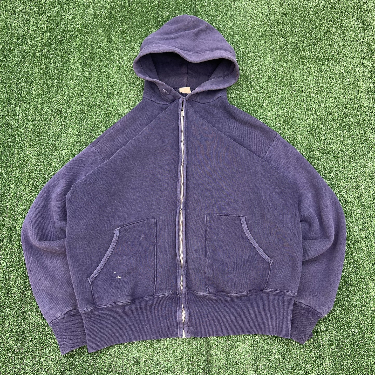 Vintage Sears Hoodie Men’s XL Navy Blue Faded Swift Zipper 50s 60s USA Boxy Fit